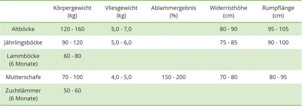 Leistungsdaten Schwarzkopfschaf